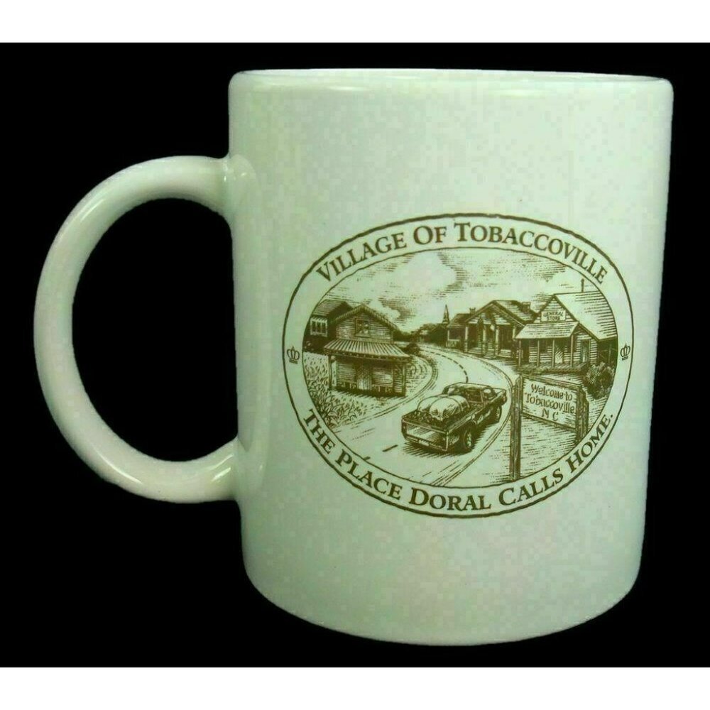 Village of Tobaccoville The Place Doral Calls Home Coffee Cup Mug Cigarettes Vtg